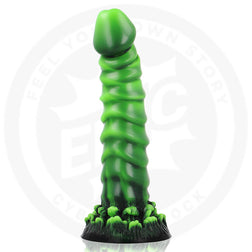 Gode en silicone vert avec reliefs ondulés pour stimulation intense