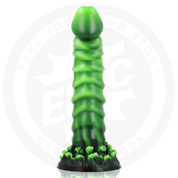 Gode fantaisie vert avec relief en spirale et base ventouse