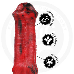 Gros plan sur la texture du gode équin en silicone souple