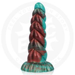 Vue de profil du gode fantasy en silicone à relief progressif