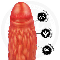Gros plan sur la texture du gode fantasy en silicone