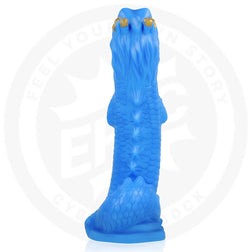 Vue de dos du gode dragon bleu montrant les détails des écailles