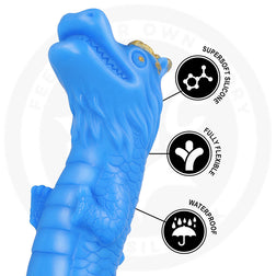 Gode dragon bleu en silicone souple, waterproof et flexible