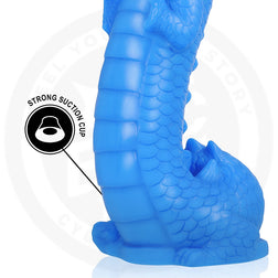 Gros plan sur la base du gode dragon bleu