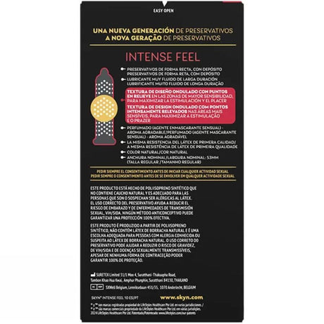 SKYN PRESERVATIF TEXTURE A LA SENSATION INTENSE AVEC UN DESIGN ONDULE 10 UNITES