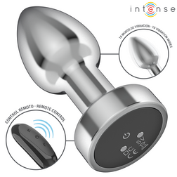 Plug vibrant aluminium 7,4 cm 10 modes télécommande — gros plan