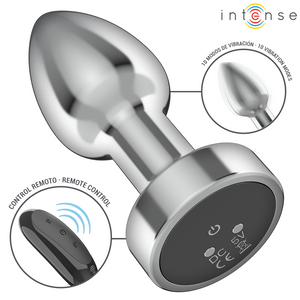 Plug vibrant aluminium 7,4 cm 10 modes télécommande — gros plan