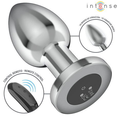 Plug vibrant aluminium 10,1 cm 10 modes télécommande — vue de profil