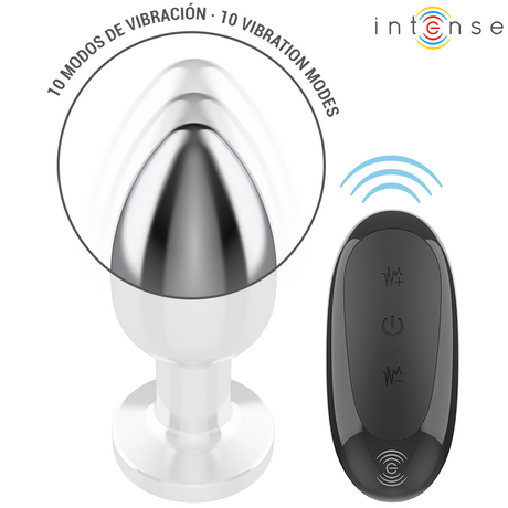 Plug vibrant aluminium 10,1 cm 10 modes télécommande — gros plan