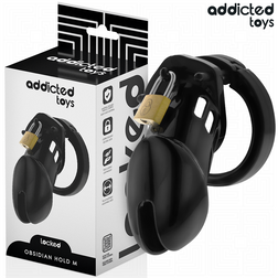 Cage de chasteté 5 anneaux noire 9,5 cm — Locked Obsidian Hold M