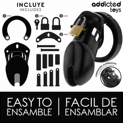 Cage de chasteté 5 anneaux noire 9,5 cm — Locked Obsidian Hold M — vue 5