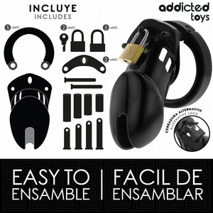 Cage de chasteté 5 anneaux noire 9,5 cm — en situation