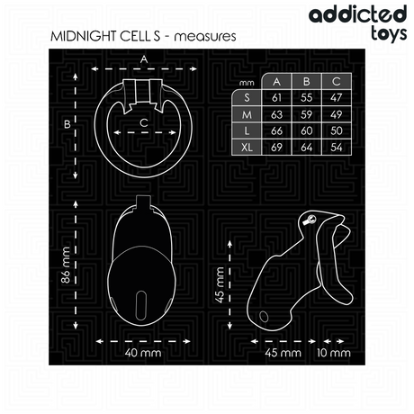 ADDICTED TOYS LOCKED MINDNIGHT CELL CAGE A PENIS TAILLE S