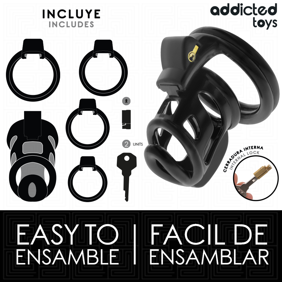 Cage de chasteté ajourée 8,5 cm cadenas doré — vue détaillée