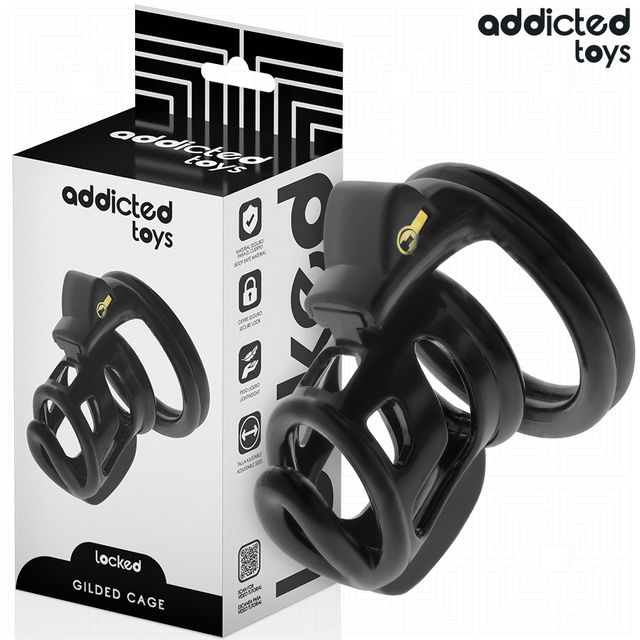 Cage de chasteté ajourée 8,5 cm cadenas doré — Locked Gilden Cage · Addicted Toys Locked · Cages de chasteté
