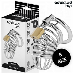 Cage de chasteté Iron Cell taille S en métal argenté avec anneau de 40 mm.