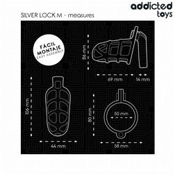 ADDICTED TOYS LOCKED CAGE A PENIS EN METAL AVEC VERROU ARGENT TAILLE M