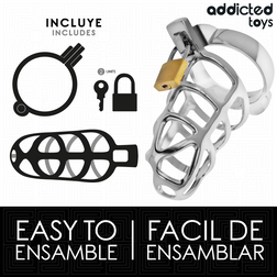 ADDICTED TOYS LOCKED CAGE A PENIS EN METAL AVEC VERROU ARGENT TAILLE M