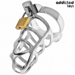 ADDICTED TOYS LOCKED CAGE A PENIS EN METAL AVEC VERROU ARGENT TAILLE M