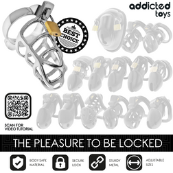 ADDICTED TOYS LOCKED CAGE A PENIS EN METAL AVEC VERROU ARGENT TAILLE M