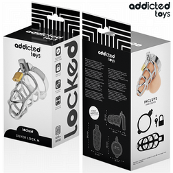 ADDICTED TOYS LOCKED CAGE A PENIS EN METAL AVEC VERROU ARGENT TAILLE M