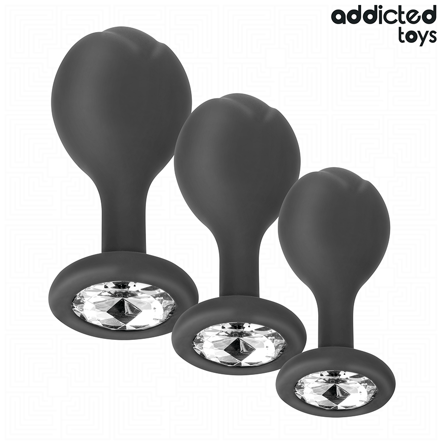 Kit 3 plugs bijou cristal progressifs — vue de profil