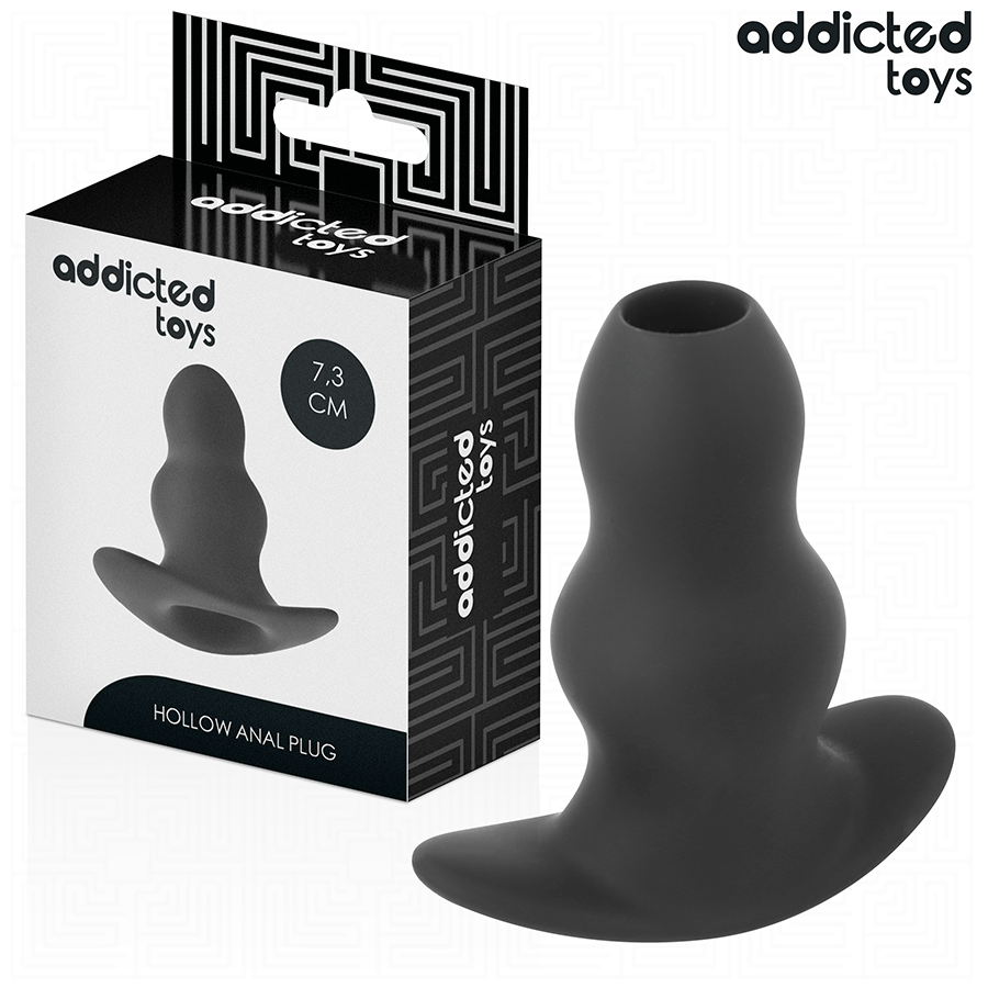 Plug anal Addicted Toys Plug tunnel creux S 7,3 cm débutant noir vu de face