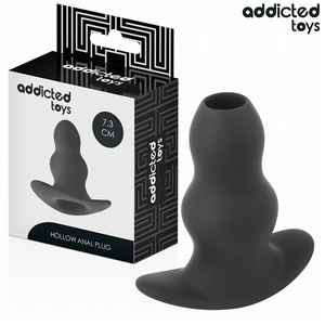 Plug anal Addicted Toys Plug tunnel creux S 7,3 cm débutant noir vu de face