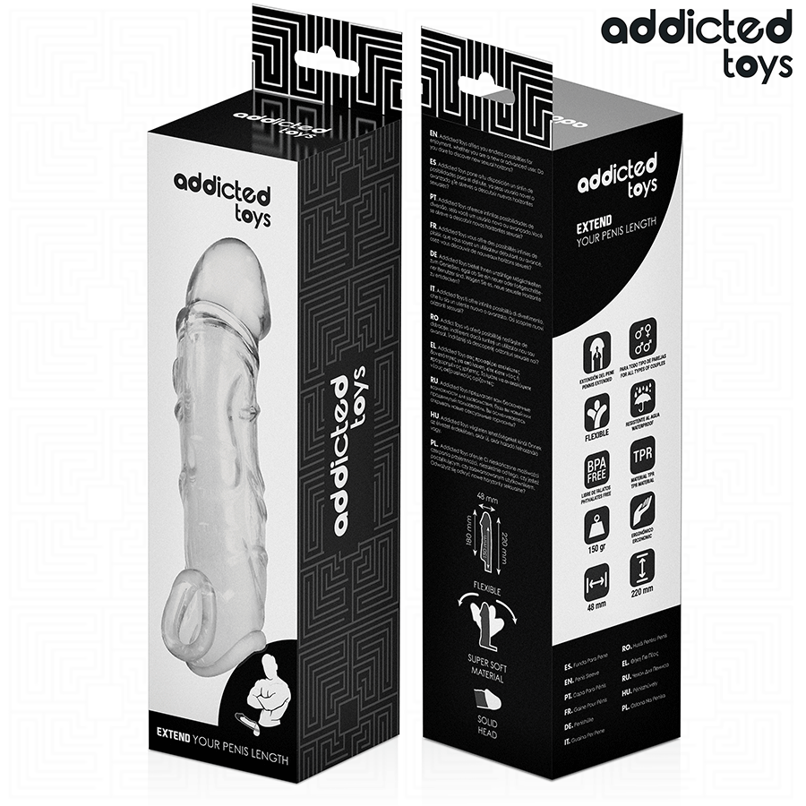 ADDICTED TOYS EXTENSION DE PENIS TRANSPARENTE 27 CM