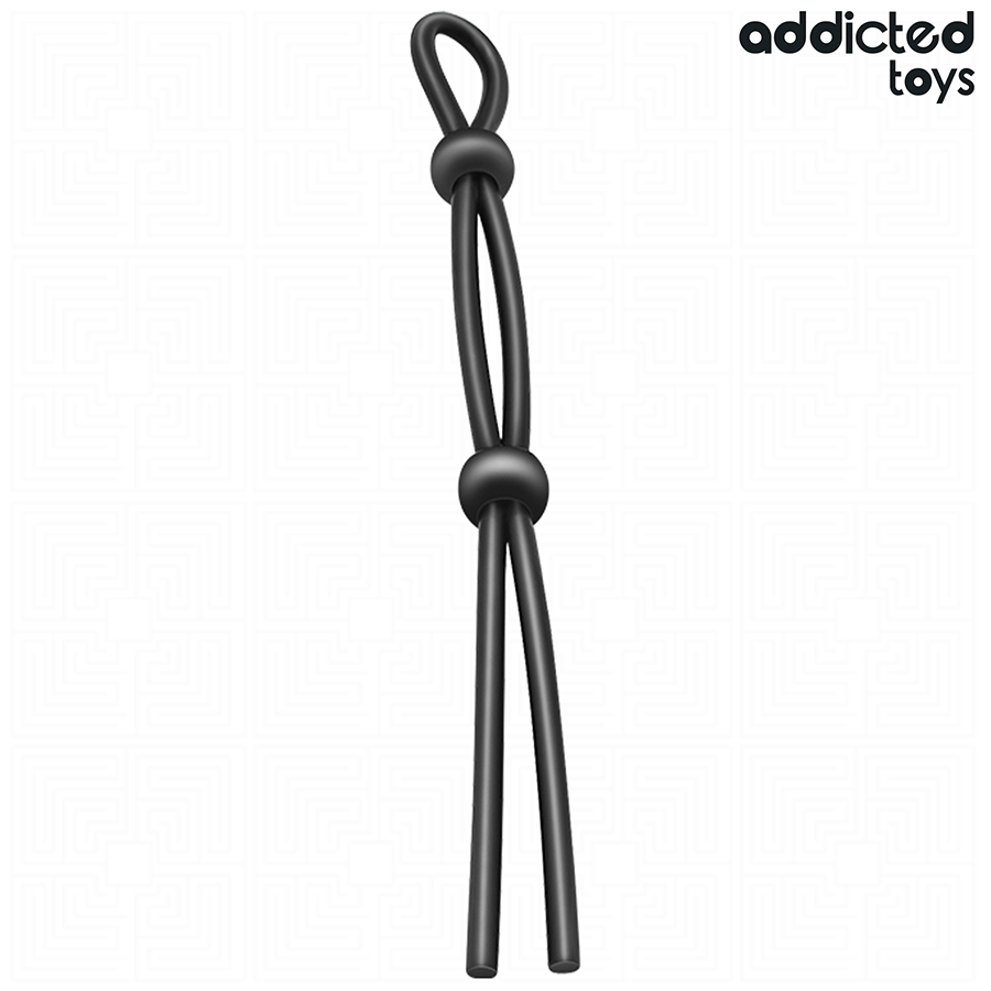 Cockring lasso double boucle pénis + testicules silicone — texture visible