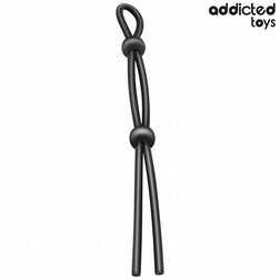 Cockring lasso double boucle pénis + testicules silicone — texture visible