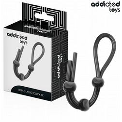Cockring Addicted Toys triple lasso silicone en Silicone vu de face
