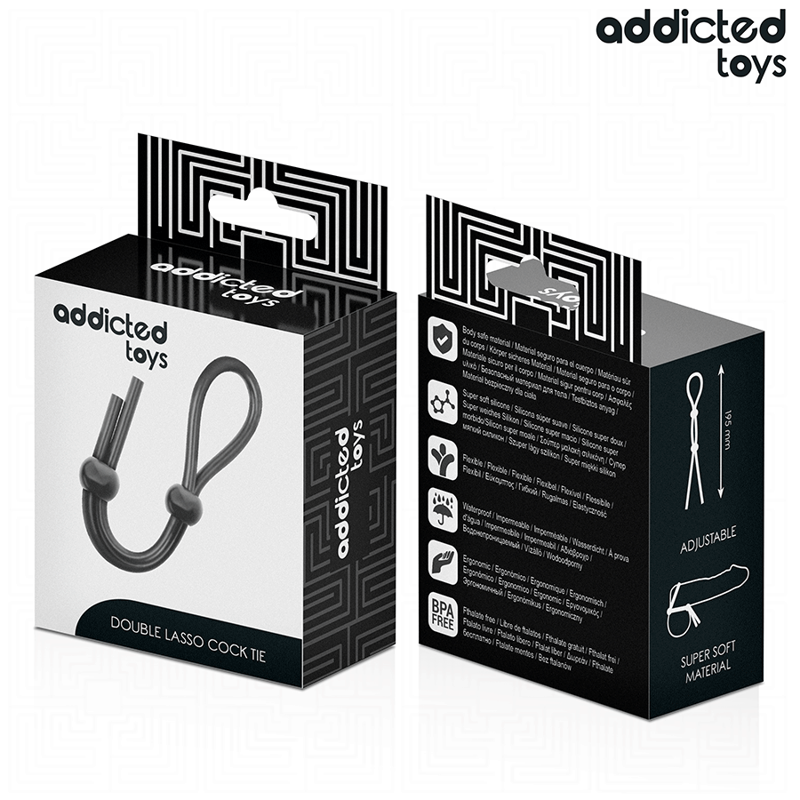 Cockring lasso double boucle pénis + testicules silicone — emballage