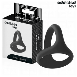Cockring Triple cockring silicone noir - vue produit principale
