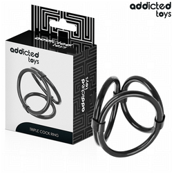 Cockring Addicted Toys triple silicone extensible — Triple Ring en Silicone vu de face