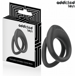 Cockring Double Textured en silicone noir – vue principale