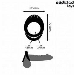 Cockring Double Textured en silicone noir – vue détaillée