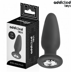 Plug anal Addicted Toys con joya de cristal S de 3,8 cm para principiantes, de silicona, visto de frente