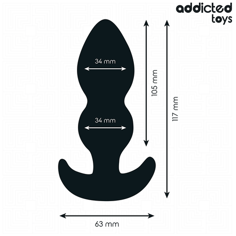 Plug anal double bulbe base flexible 11,7 cm — vue détaillée