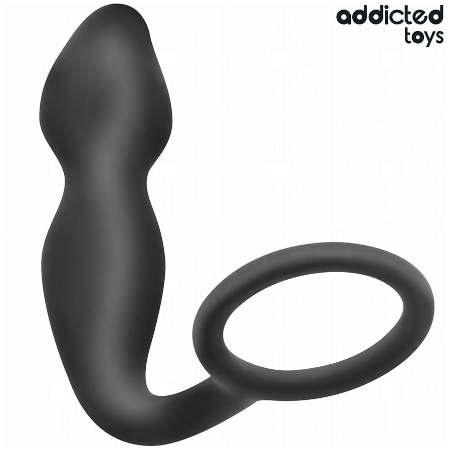 Plug prostatique courbé + cockring — vue de profil
