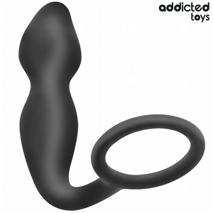 Plug prostatique courbé + cockring — vue de profil