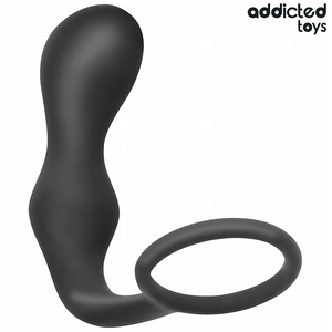 Plug prostatique double boule + cockring — vue de profil