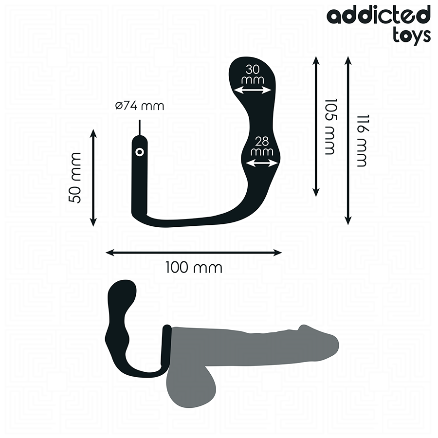 Plug prostatique double boule + cockring — vue détaillée