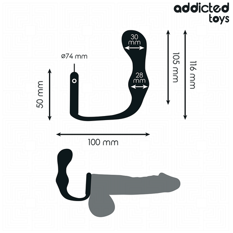 Plug prostatique double boule + cockring — vue détaillée
