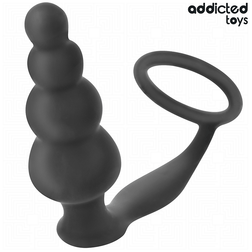 Plug chapelet 4 boules + cockring — vue de profil
