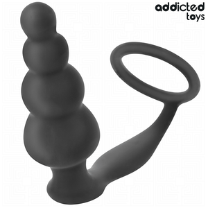 Plug chapelet 4 boules + cockring — vue de profil