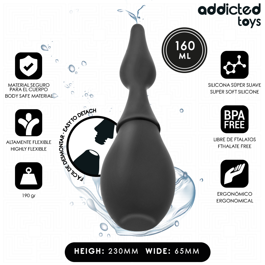 Poire à lavement format voyage en silicone souple 160 ml — gros plan