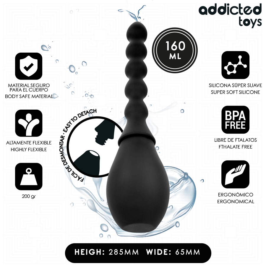 Poire de lavement canule chapelet 6 boules 160 ml — gros plan