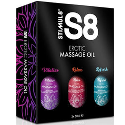 Coffret Stimul8 de trois huiles de massage de 50 ml