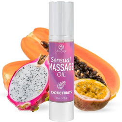 Huile de massage sensuelle fruits exotiques 50 ml vue de face